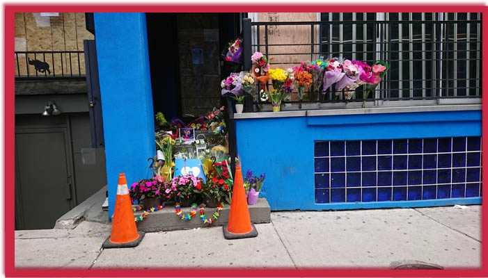 memorial outside one of the bars Elie worked at